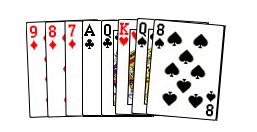 The same hand organized by suit in Card Order